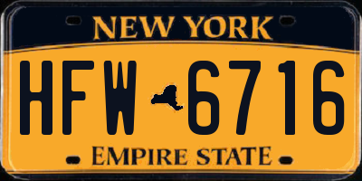 NY license plate HFW6716