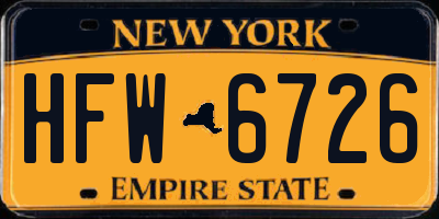 NY license plate HFW6726