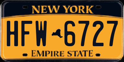 NY license plate HFW6727