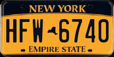 NY license plate HFW6740
