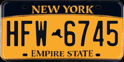 NY license plate HFW6745