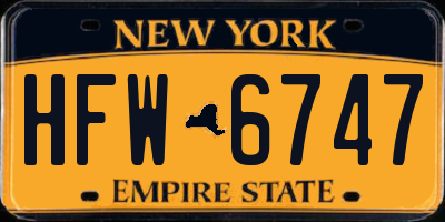 NY license plate HFW6747