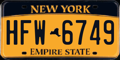 NY license plate HFW6749