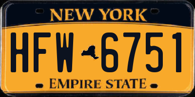 NY license plate HFW6751