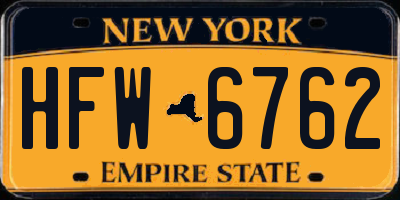 NY license plate HFW6762