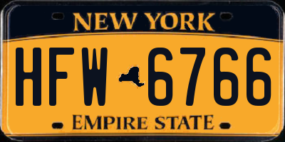 NY license plate HFW6766