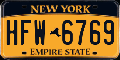 NY license plate HFW6769