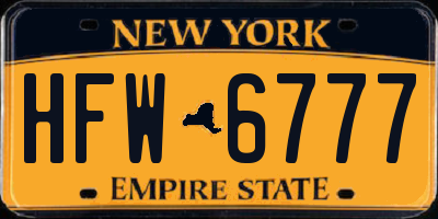NY license plate HFW6777