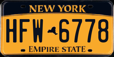 NY license plate HFW6778