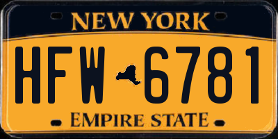 NY license plate HFW6781