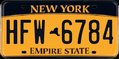 NY license plate HFW6784