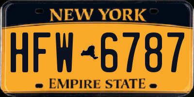 NY license plate HFW6787