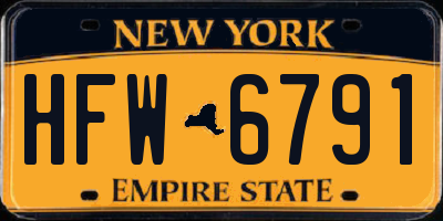 NY license plate HFW6791