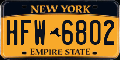 NY license plate HFW6802