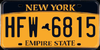 NY license plate HFW6815