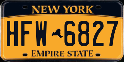 NY license plate HFW6827