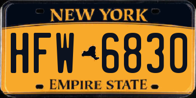 NY license plate HFW6830