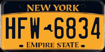 NY license plate HFW6834
