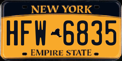 NY license plate HFW6835