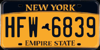 NY license plate HFW6839