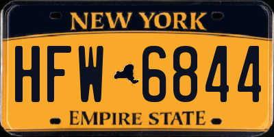 NY license plate HFW6844