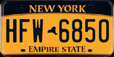 NY license plate HFW6850
