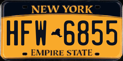 NY license plate HFW6855