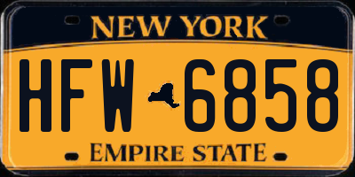 NY license plate HFW6858