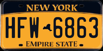 NY license plate HFW6863