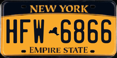 NY license plate HFW6866
