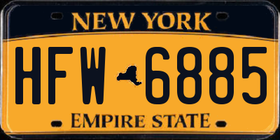 NY license plate HFW6885