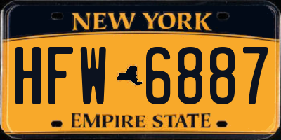 NY license plate HFW6887