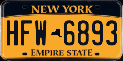 NY license plate HFW6893