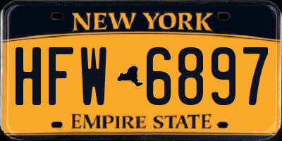 NY license plate HFW6897