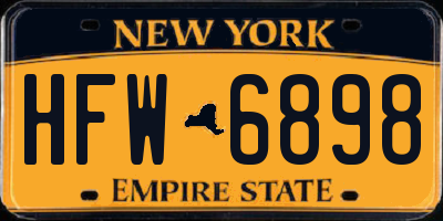 NY license plate HFW6898