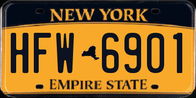 NY license plate HFW6901