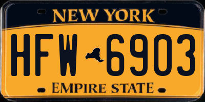 NY license plate HFW6903