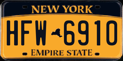 NY license plate HFW6910