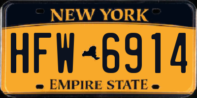 NY license plate HFW6914