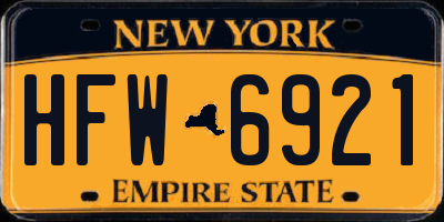 NY license plate HFW6921