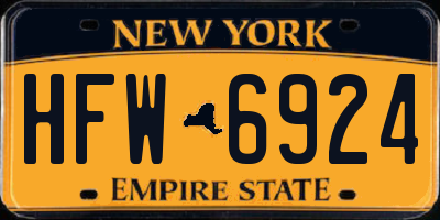 NY license plate HFW6924