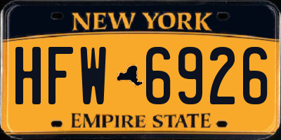 NY license plate HFW6926
