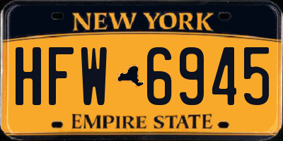NY license plate HFW6945