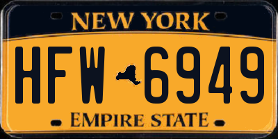 NY license plate HFW6949
