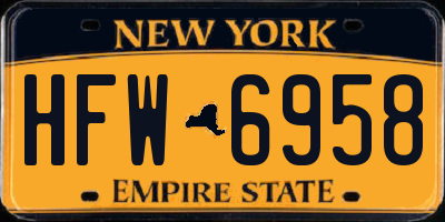 NY license plate HFW6958