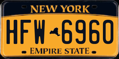 NY license plate HFW6960