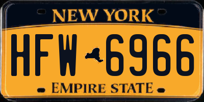 NY license plate HFW6966