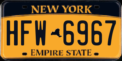 NY license plate HFW6967
