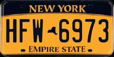 NY license plate HFW6973