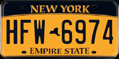 NY license plate HFW6974